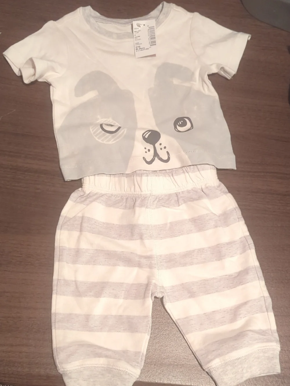 The Children's Place White and Light Gray Puppy Pajama Set